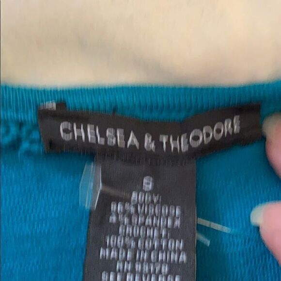 NWT Chelsea & Theodore Teal crochet front Tunic S - Picture 10 of 12